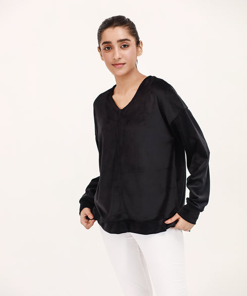 Women's Velour V-Neck Shirt
